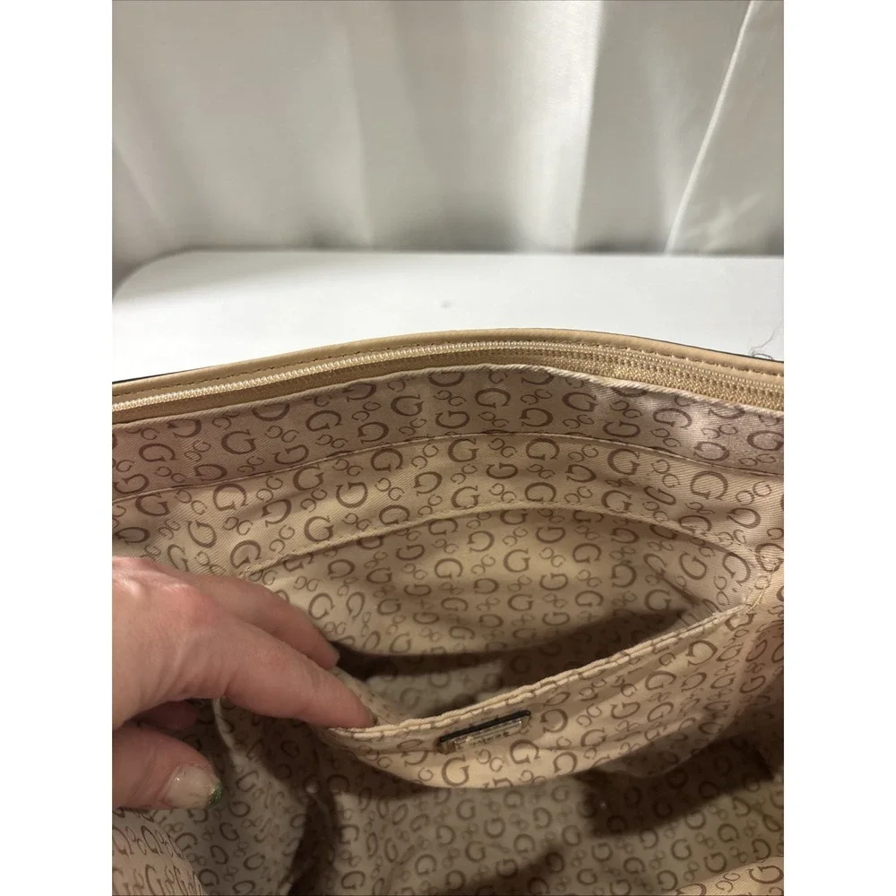 Guess Handbag Purse Satchel Beige Tan 1981 Rope Handle Design Classic